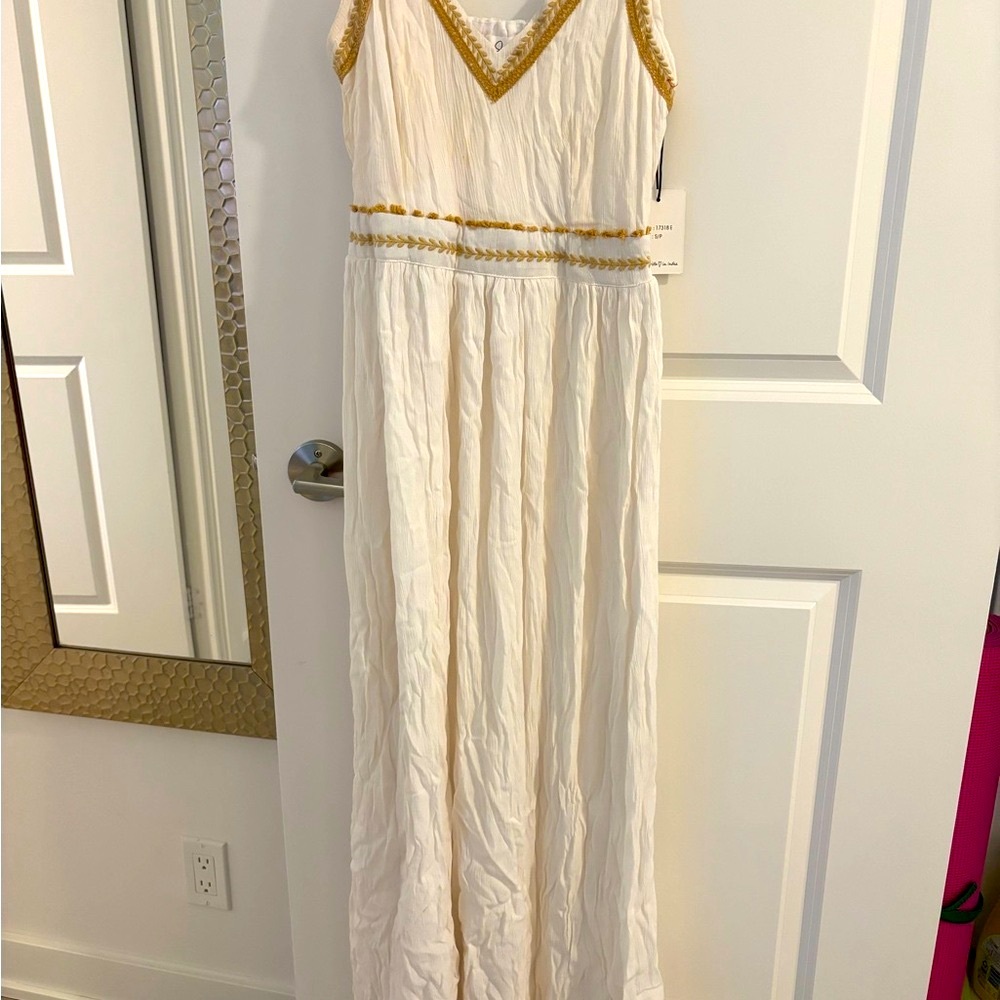 Jabna white and Gold Maxi Summer Dress